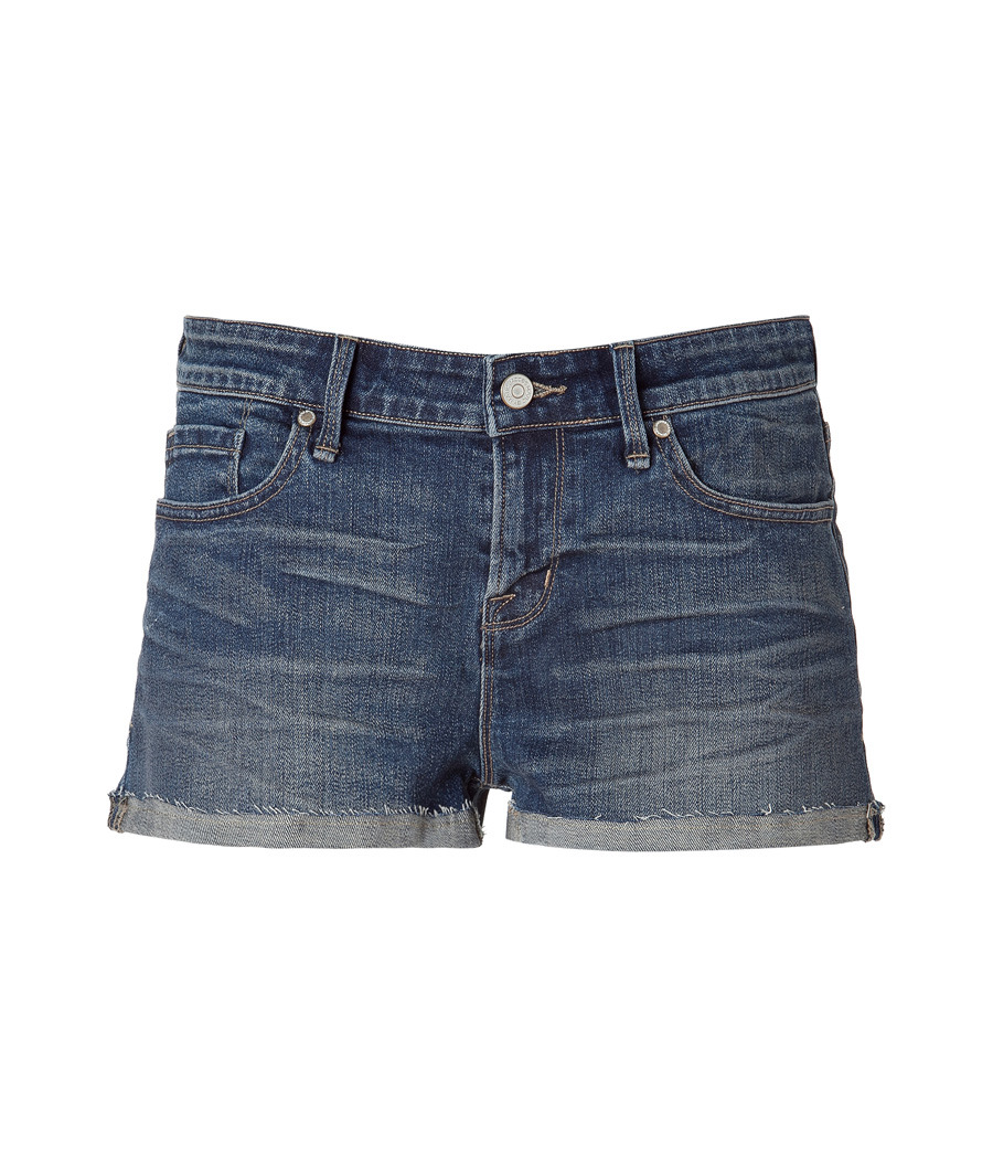 Slouchy Nadia Boyfriend Denim Shorts - style: shorts; waist: low rise; pocket detail: traditional 5 pocket; length: short shorts; predominant colour: denim; occasions: casual; fibres: cotton - mix; material texture: denim; jeans & bottoms detail: turn ups; texture group: denim; fit: skinny/tight leg