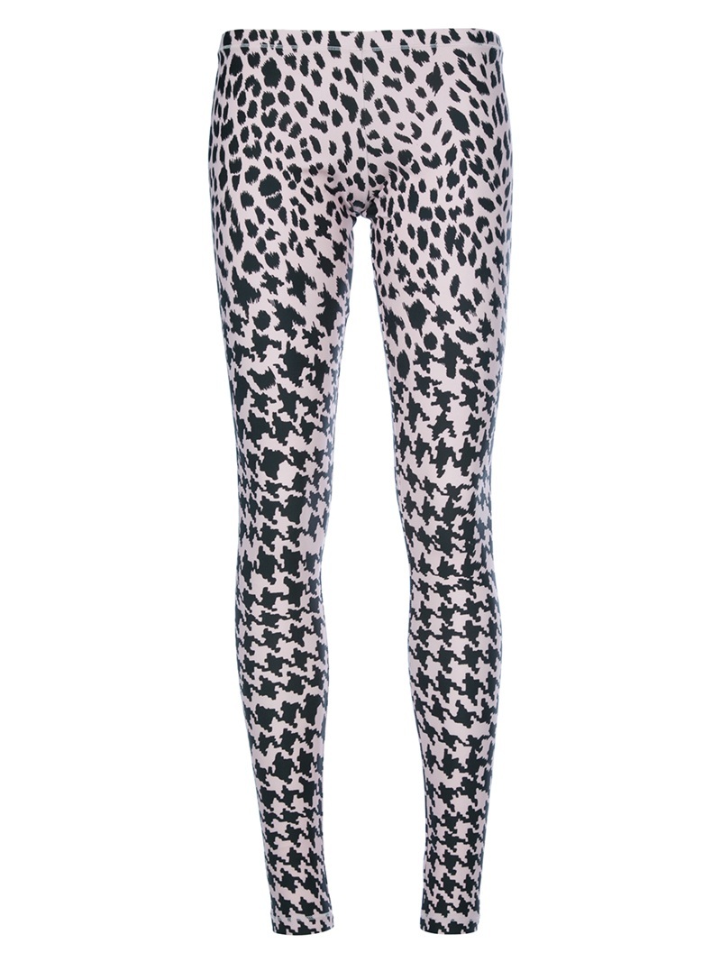 Printed Leggings - length: standard; style: leggings; waist detail: elasticated waist, fitted waist; waist: mid/regular rise; predominant colour: black; occasions: casual; fibres: viscose/rayon - stretch; material texture: jersey; hip detail: fitted at hip (bottoms); trends: prints; fit: skinny/tight leg; texture group: jersey - stretchy/drapey