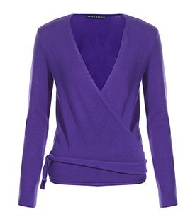 Wrap Sweater - neckline: low v-neck; pattern: plain; style: wrap; predominant colour: indigo; occasions: casual, work; length: standard; fibres: wool - 100%; material texture: jersey; fit: slim fit; hip detail: tie detail at hip, ruffles/tiers/tie detail at hip; waist detail: belted waist/tie at waist/drawstring; trends: aquatic; sleeve length: long sleeve; sleeve style: standard; pattern type: knitted - other; pattern size: standard; texture group: jersey - stretchy/drapey