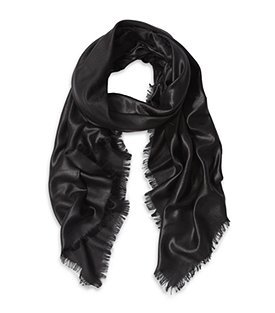 Delirium Scarf - predominant colour: black; style: square; size: large; material: silk; embellishment: fringing; pattern: plain