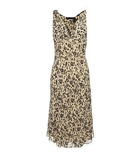 Esme Tie Shoulder Dress - style: shift; length: below the knee; neckline: cowl/draped neck; pattern: heavily patterned, print, patterned/print; sleeve style: sleeveless; waist detail: fitted waist; occasions: evening, work, occasion; fit: body skimming; fibres: silk - 100%; material texture: chiffon; predominant colour: multicoloured; trends: prints; sleeve length: sleeveless; texture group: sheer fabrics/chiffon/organza etc.; pattern type: fabric; pattern size: big & busy