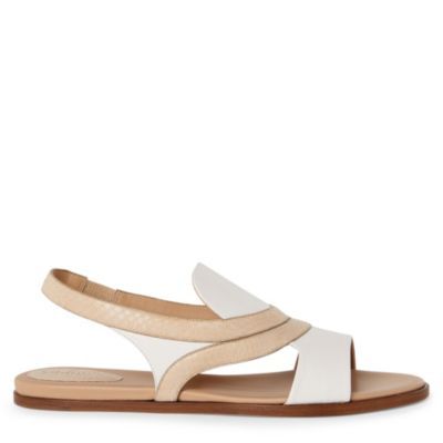 Renata Sandals - predominant colour: ivory; material: leather; heel height: flat; ankle detail: ankle strap; heel: standard; toe: open toe/peeptoe; style: slingbacks