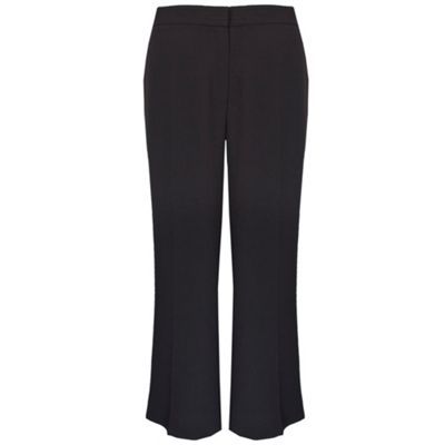 Regular Length Black Crepe Wide Leg Trouser - length: standard; waist: mid/regular rise; predominant colour: black; occasions: work; fibres: polyester/polyamide - 100%; material texture: jersey; waist detail: narrow waistband; fit: wide leg; texture group: jersey - stretchy/drapey; style: standard