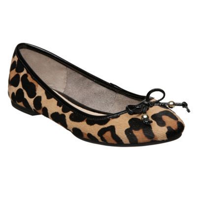 Leopard M Burdon D Zebra Pony Ballerina - predominant colour: multicoloured; material: animal skin; heel height: flat; embellishment: animal print, ribbon; toe: round toe; style: ballerinas / pumps; pattern: animal print