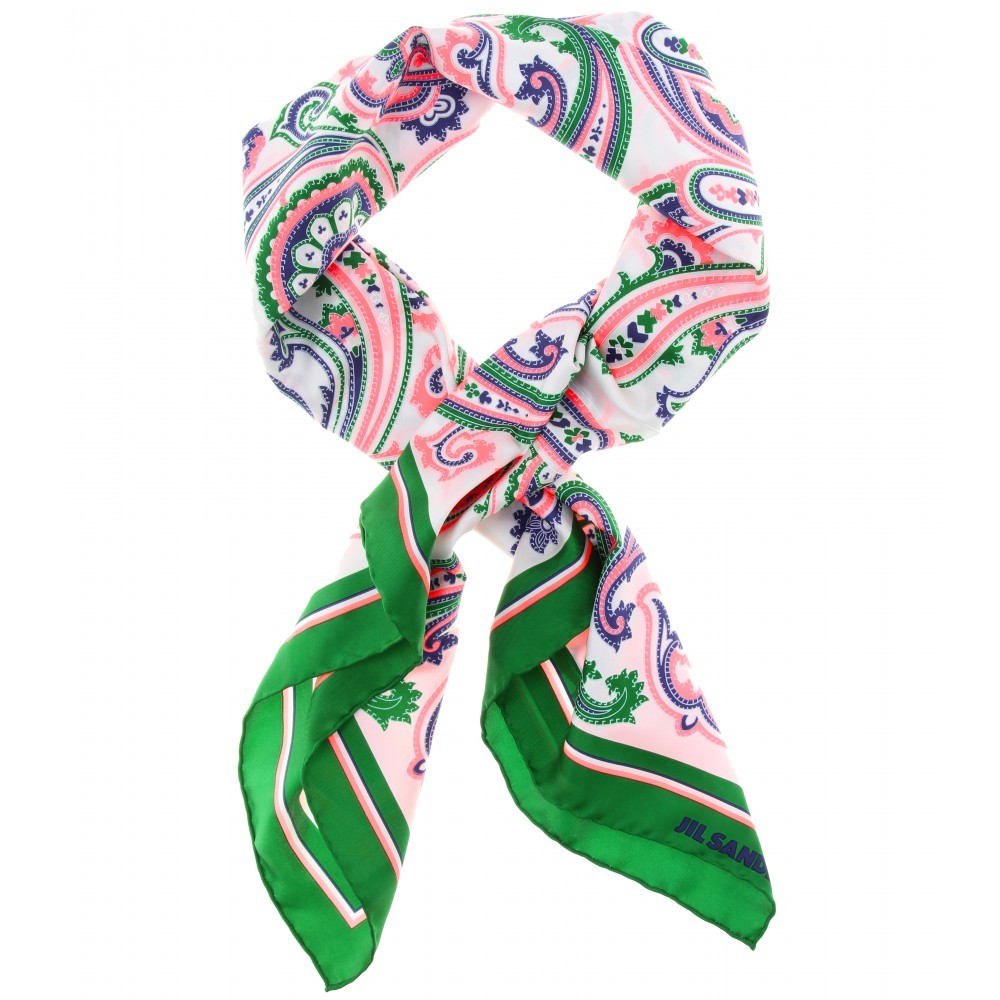 Paisley Print Scarf - predominant colour: multicoloured; type of pattern: standard; style: regular; size: standard; material: silk; pattern: paisley