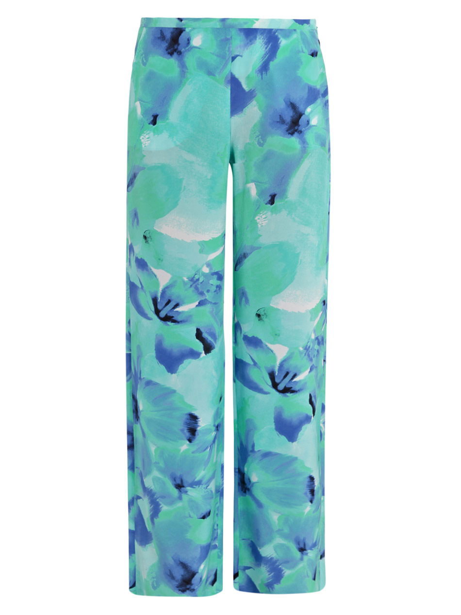 Lodola Trousers - length: standard; pocket detail: pockets at the sides; waist: mid/regular rise; style: loose fit trousers; occasions: casual, evening, work, occasion; fibres: silk - 100%; material texture: sateen; predominant colour: multicoloured; trends: prints, aquatic; texture group: structured shiny - satin/tafetta/silk etc.; fit: baggy
