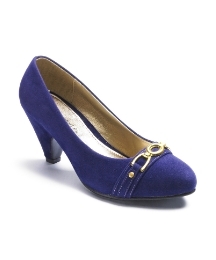 Comfort Plus Trim Court Shoes Eee Fit - predominant colour: royal blue; material: fabric; heel height: mid; embellishment: snaffles; heel: block; toe: round toe; style: courts