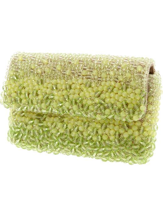 Renee Ombre Beaded Clutch - predominant colour: lime; type of pattern: heavy; style: clutch; length: hand carry; size: small; material: fabric; embellishment: beading; pattern: fluorescent, plain; finish: fluorescent