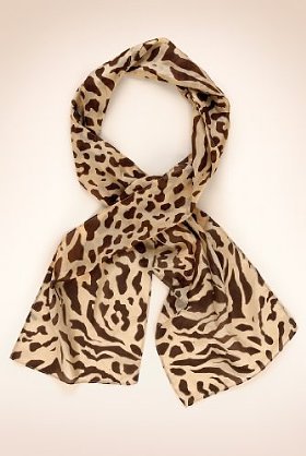 Classic Collection Pure Silk Animal Print Scarf - predominant colour: chocolate brown; type of pattern: standard; style: regular; size: standard; material: silk; pattern: animal print