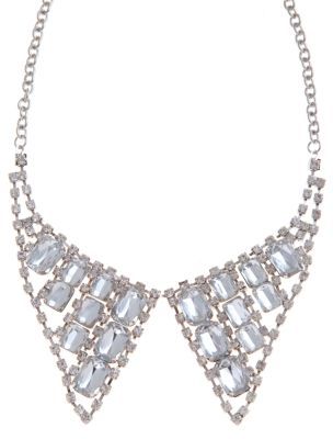 Limited Diamanté Collar Necklace - predominant colour: silver; style: bib; length: mid; size: standard; material: chain/metal