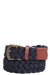 Navy Rope Belt - predominant colour: navy; style: plaited/woven; size: standard; worn on: hips; material: fabric; pattern: plain, two-tone