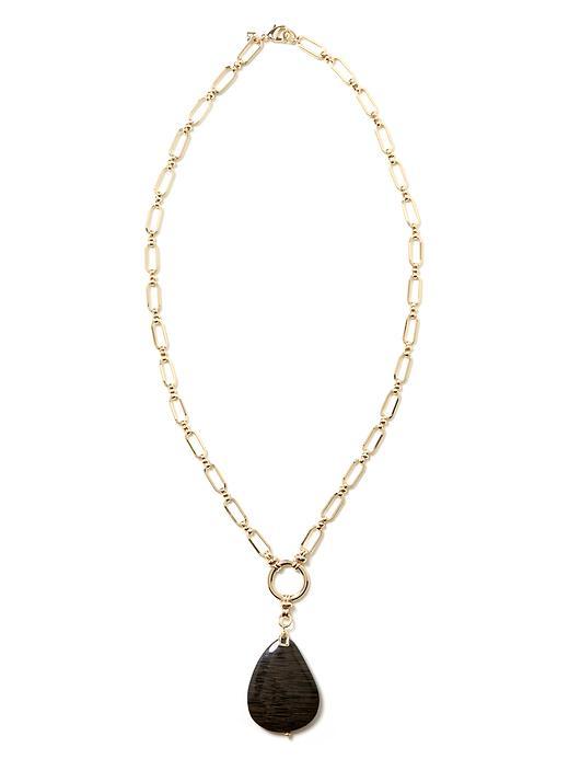 Wood Grain Pendant Necklace - predominant colour: gold; style: pendant; length: mid; size: standard; material: chain/metal