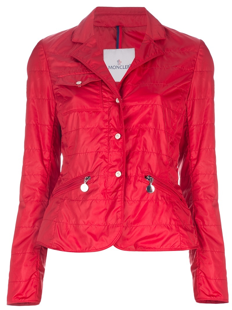 'Venan' Blazer - pattern: plain; style: single breasted blazer; shoulder detail: shoulder pads; bust detail: added detail/embellishment at bust; hip detail: side pockets at hip, front pockets at hip; collar: standard lapel/rever collar; predominant colour: true red; occasions: casual; length: standard; fit: tailored/fitted; fibres: viscose/rayon - 100%; material texture: jersey; waist detail: fitted waist; trends: brights; sleeve length: long sleeve; sleeve style: standard; collar break: medium; pattern type: fabric; pattern size: standard; texture group: jersey - stretchy/drapey