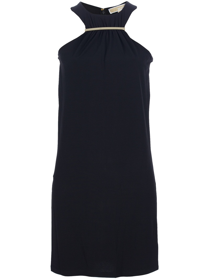 Sleeveless Dress - style: shift; pattern: plain; sleeve style: sleeveless; waist detail: fitted waist; predominant colour: black; occasions: evening, occasion; length: just above the knee; fit: body skimming; fibres: polyester/polyamide - mix; material texture: metallic; neckline: crew; sleeve length: sleeveless; pattern type: fabric; pattern size: standard