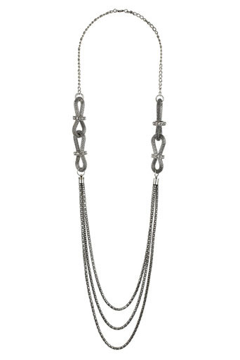 Silver Mesh Chain Necklace - predominant colour: silver; style: multistrand; length: long; size: standard; material: chain/metal