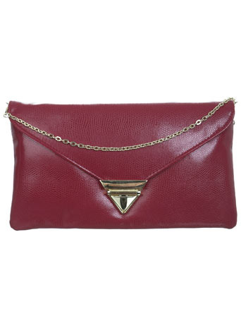 Snake Effect Pink Clutch - predominant colour: burgundy; style: clutch; length: hand carry; size: small; material: faux leather; pattern: plain
