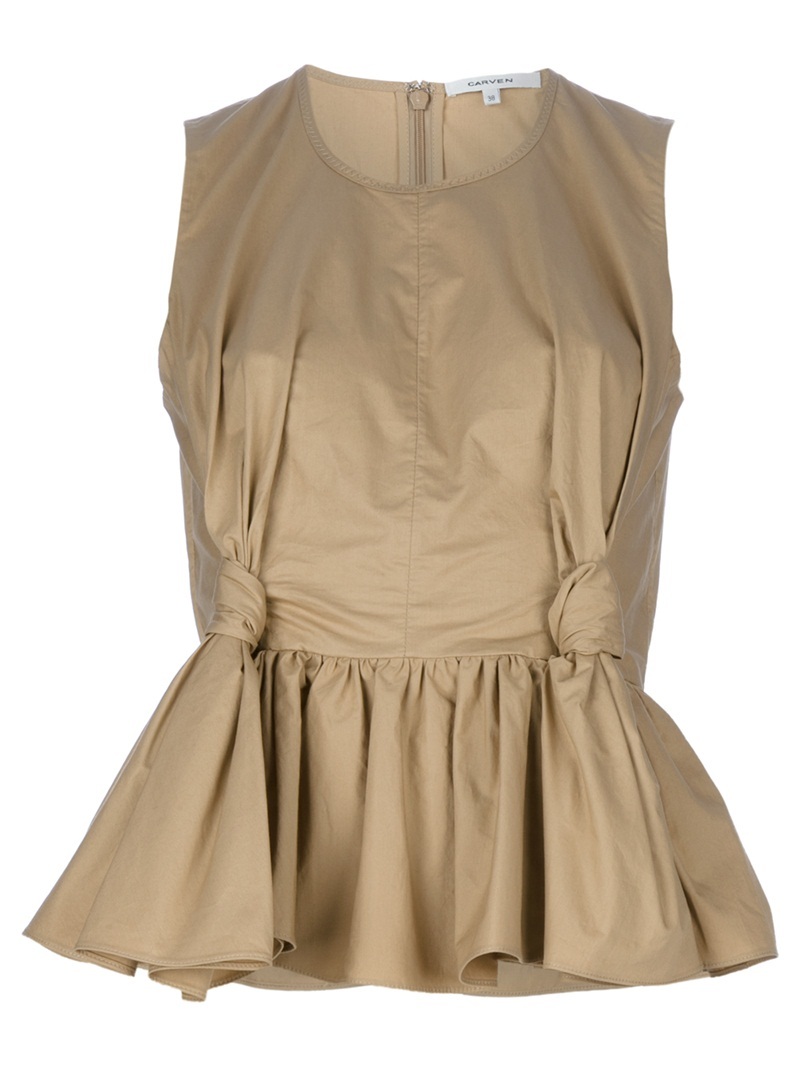 Knot Detail Top - neckline: round neck; pattern: plain; sleeve style: sleeveless; waist detail: fitted waist, twist front waist detail/nipped in at waist on one side/soft pleats/draping/ruching/gathering waist detail; bust detail: ruching/gathering/draping/layers/pintuck pleats at bust; predominant colour: champagne; occasions: casual, evening, occasion; length: standard; style: top; fibres: cotton - 100%; material texture: jersey; fit: tailored/fitted; hip detail: ruching/gathering at hip; sleeve length: sleeveless; pattern type: fabric; pattern size: standard; texture group: jersey - stretchy/drapey