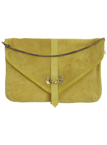 Oversize Leather Clutch - predominant colour: lime; style: clutch; length: hand carry; size: oversized; material: suede; pattern: plain