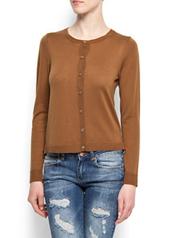 Cardigan Frida - neckline: round neck; pattern: plain; bust detail: buttons at bust (in middle at breastbone)/zip detail at bust; predominant colour: tan; occasions: casual; length: standard; style: standard; fibres: acrylic - mix; material texture: jersey; fit: standard fit; sleeve length: long sleeve; sleeve style: standard; pattern type: knitted - other; pattern size: standard; texture group: jersey - stretchy/drapey
