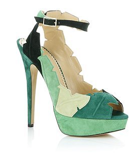 Leaf Me Alone Slingback Heel - predominant colour: emerald green; material: suede; heel height: high; ankle detail: ankle strap; heel: platform; toe: open toe/peeptoe; style: slingbacks