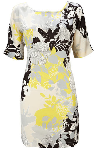 Petite Sicilian Pocket Dress - style: shift; length: mid thigh; pattern: floral - busy, print, florals, patterned/print; occasions: casual, evening, occasion; fit: body skimming; neckline: scoop; fibres: polyester/polyamide - 100%; material texture: satin; predominant colour: multicoloured; trends: prints, white; sleeve length: short sleeve; sleeve style: standard; texture group: structured shiny - satin/tafetta/silk etc.; pattern type: fabric; pattern size: small & busy