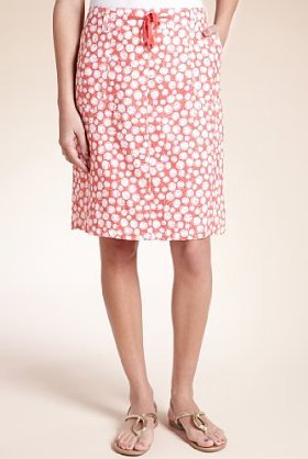 Pure Linen Floral Print Beach Pencil Skirt - pattern: floral - busy, florals; style: straight; fit: body skimming; waist detail: fitted waist, belted waist/tie at waist/drawstring; hip detail: side pockets at hip; waist: mid/regular rise; predominant colour: pink; occasions: casual; length: on the knee; fibres: linen - 100%; material texture: silky; trends: prints; texture group: silky - light; pattern type: fabric; pattern size: small & busy