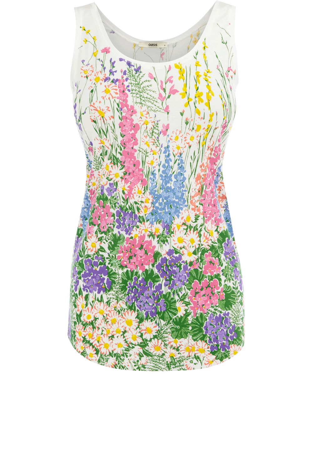 Floral Scoop Vest - sleeve style: standard vest straps/shoulder straps; pattern: floral - busy, florals; waist detail: fitted waist; style: vest top; hip detail: fitted at hip; occasions: casual, evening; length: standard; neckline: scoop; fibres: polyester/polyamide - 100%; material texture: jersey; fit: body skimming; predominant colour: multicoloured; trends: prints; sleeve length: sleeveless; pattern type: fabric; pattern size: small & busy; texture group: jersey - stretchy/drapey