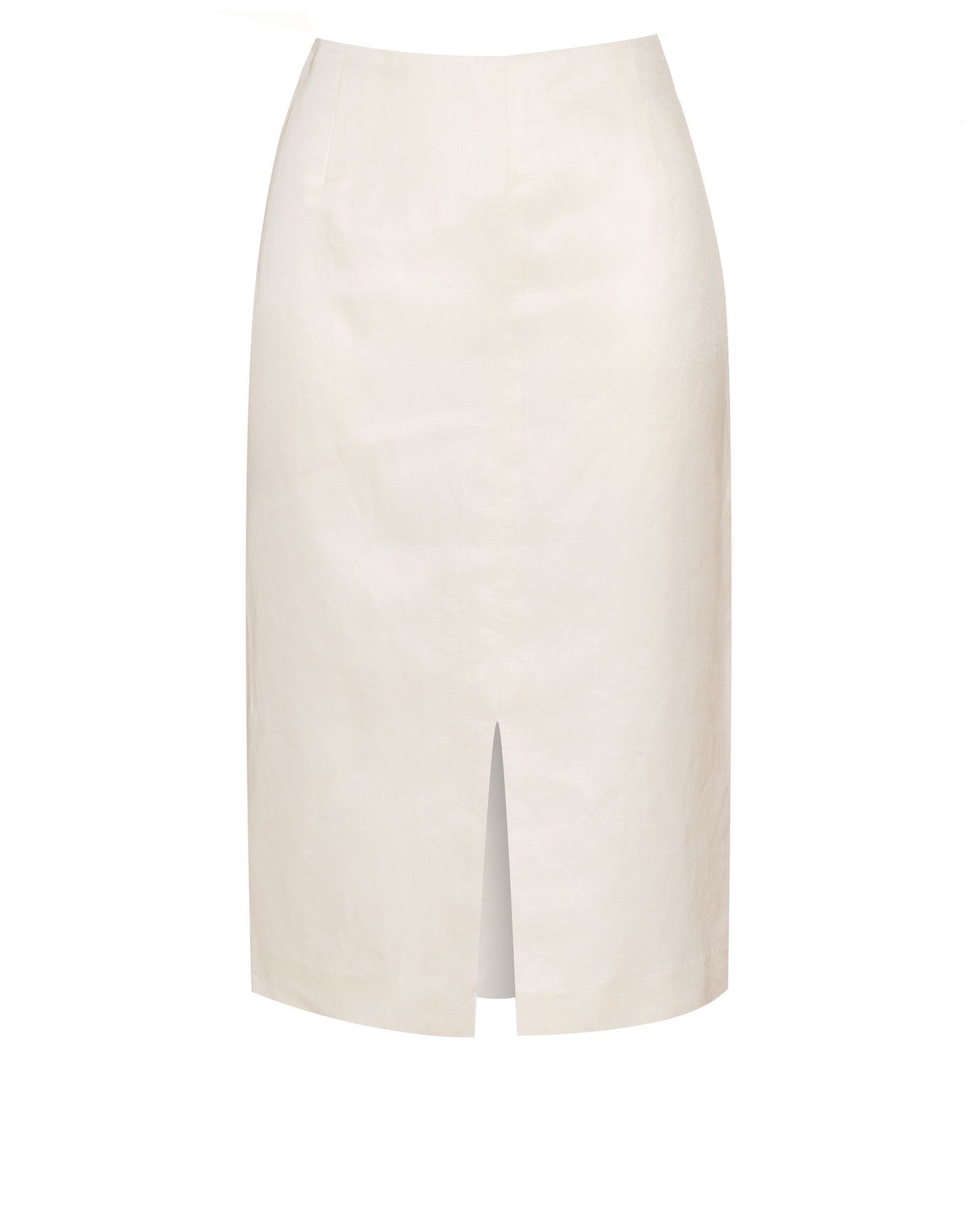 Women's Split Detail Pencil Skirt, Ivory - pattern: plain; style: pencil; fit: tailored/fitted; waist: mid/regular rise; predominant colour: ivory; occasions: evening, work; length: on the knee; fibres: silk - mix; material texture: jersey; pattern type: fabric; pattern size: standard; texture group: jersey - stretchy/drapey