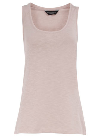 Stone Cotton Step Hem Vest - neckline: high square neck; pattern: plain; sleeve style: sleeveless; style: vest top; predominant colour: stone; occasions: casual; length: standard; fibres: cotton - 100%; material texture: jersey; fit: tailored/fitted; sleeve length: sleeveless; pattern type: fabric; pattern size: standard; texture group: jersey - stretchy/drapey