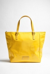 Fluoro Tote - predominant colour: yellow; style: tote; length: handle; size: standard; material: faux leather; pattern: plain