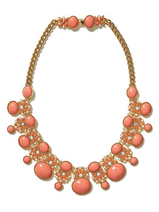 Tropical Sunset Necklace - predominant colour: coral; style: choker/collar; length: mid; size: large/oversized; material: chain/metal