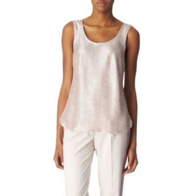 Metallic Vest - sleeve style: sleeveless; style: vest top; predominant colour: silver; occasions: casual; length: standard; fibres: polyester/polyamide - stretch; material texture: metallic; fit: body skimming; sleeve length: sleeveless