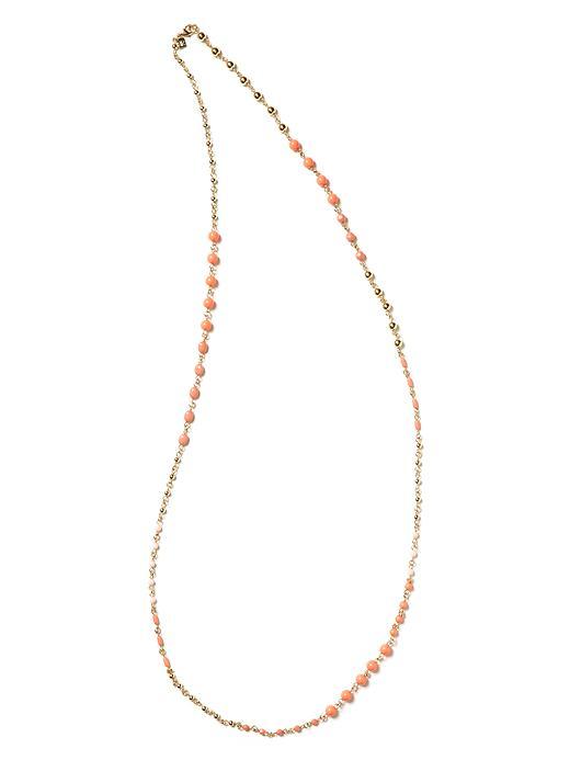 Tropical Cabochon Necklace - predominant colour: coral; style: standard; length: mid; size: small; material: beaded; embellishment: beading