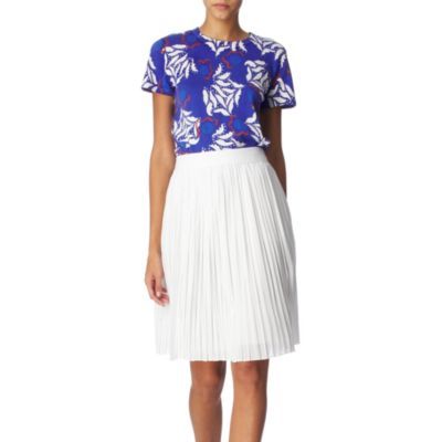 Gelassia Top - pattern: print, patterned/print; predominant colour: royal blue; occasions: casual, work, occasion; length: standard; style: top; fibres: cotton - mix; material texture: jersey; fit: body skimming; neckline: crew; trends: prints; sleeve length: short sleeve; sleeve style: standard; pattern type: fabric; pattern size: standard; texture group: jersey - stretchy/drapey