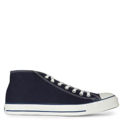 Chuck Taylor Mid Trainers - predominant colour: navy; material: fabric; heel height: flat; toe: round toe; style: trainers