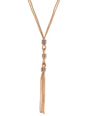 Gold Drape Tassel Necklace - predominant colour: gold; style: tassel; length: mid; size: standard; material: chain/metal