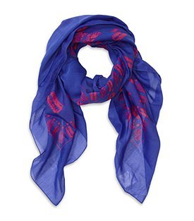 Razorblade Scarf - predominant colour: royal blue; type of pattern: light; style: square; size: large; material: silk; pattern: graphic print, patterned/print