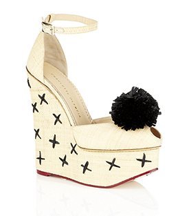 Melody Raffia Wedge - predominant colour: ivory; material: macrame/raffia/straw; heel height: high; ankle detail: ankle strap; heel: wedge; toe: open toe/peeptoe; style: standard