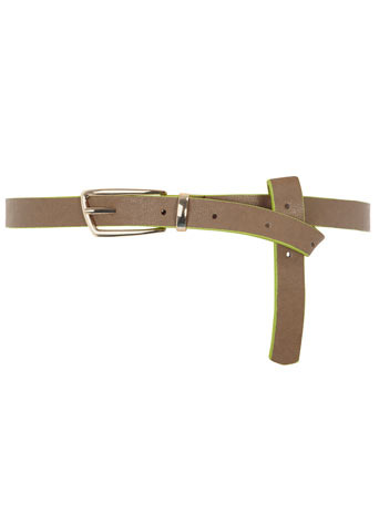 Grey Edge Painted Skinny Belt - predominant colour: mid grey; style: classic; size: skinny; worn on: waist; material: faux leather; pattern: plain