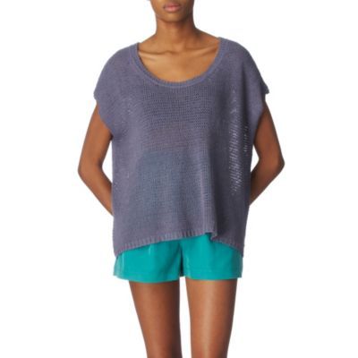 Knitted Silk Jumper - neckline: scoop neck; sleeve style: dolman/batwing; pattern: plain, holey knit; style: standard; predominant colour: navy; occasions: casual, evening, work; length: standard; fibres: silk - 100%; material texture: jersey; hip detail: ruching/gathering at hip; trends: pastels; pattern type: knitted - other; pattern size: standard; texture group: jersey - stretchy/drapey