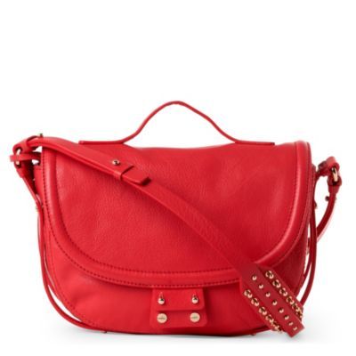 Clerkenwell Studded Shoulder Bag - predominant colour: true red; style: saddle; length: across body/long; size: small; material: leather; embellishment: studs; pattern: plain