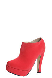 Anya Coral Suedette Platform Shoe Boots - predominant colour: coral; material: suede; heel height: high; heel: platform; toe: round toe; boot length: shoe boot; style: standard