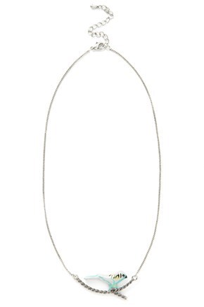 Sweety Tweetie Brid Neckalce - predominant colour: silver; style: pendant; length: mid; size: small; material: chain/metal