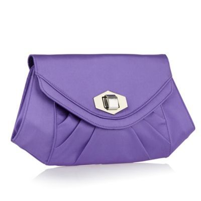 Purple Pleated Twist Lock Clutch Bag - predominant colour: lilac; style: clutch; length: hand carry; size: mini; material: fabric; embellishment: pleated; pattern: plain
