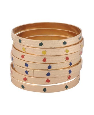Colorful Bangle Set - predominant colour: gold; style: bangle; size: large/oversized; material: chain/metal