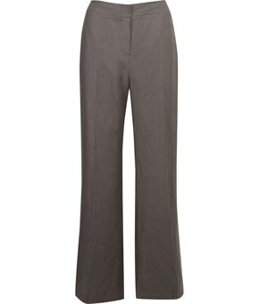 Khaki Tencel Linen Trousers Regular - length: standard; waist detail: fitted waist; pocket detail: small back pockets; hip detail: front pockets at hip; waist: mid/regular rise; predominant colour: charcoal; occasions: work; fibres: linen - mix; material texture: calico; texture group: cotton feel fabrics; fit: wide leg; style: standard
