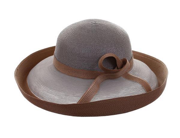 Vita Media - predominant colour: taupe; style: brimmed; size: standard; material: macrame/raffia/straw; embellishment: ribbon