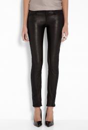 Black Rinsed Leather Skinny Fit Trouser - length: standard; waist detail: fitted waist, narrow waistband; pocket detail: traditional 5 pocket; waist: mid/regular rise; predominant colour: black; occasions: casual, evening; fibres: leather - 100%; hip detail: fitted at hip (bottoms); material texture: leather; texture group: leather; fit: skinny/tight leg; style: standard