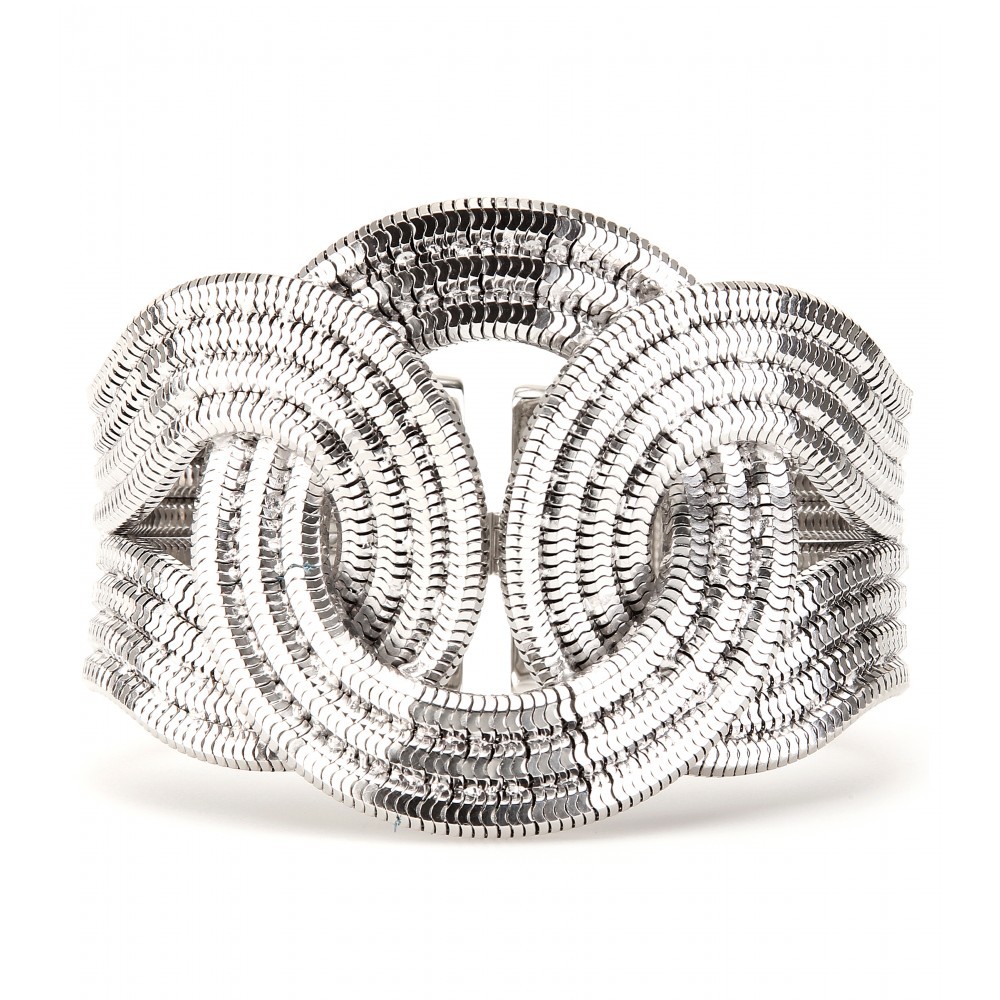 Solar Eclipse Bracelet - predominant colour: silver; style: cuff; size: large/oversized; material: chain/metal