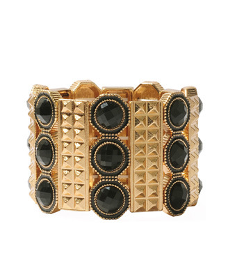 Lacquered Pyramid Bracelet - predominant colour: gold; style: bangle; size: large/oversized; material: metal